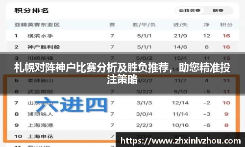 札幌对阵神户比赛分析及胜负推荐，助您精准投注策略